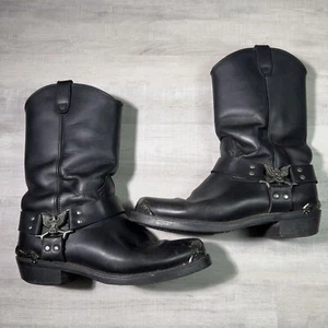 Dingo Mens Boots Black Size13 Chopper Motorcycle Square Toe Leather Casual Eagle - Picture 1 of 19