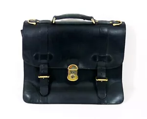 Bolso de campo/maletín/bolso mensajero de cuero negro HOLLAND ex. USA - Imagen 1 de 6
