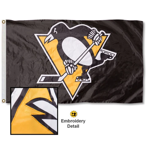 Pittsburgh Penguins Applique and Embroidery Nylon Flag Cover