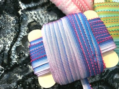 picot edge ombre cinta ribeteada abigarrada 1/4" fabricación de flores 1yd hecho en Francia Foto 1 de 4