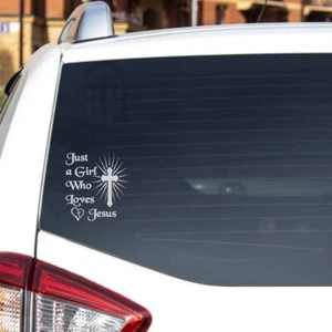 Just a Girl Who Loves Jesus Decal Vinyl Car Sticker (4x5)   - Bild 1 von 2