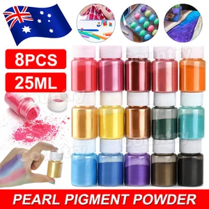 8pcs Pearl Pigment Mica Powder for Epoxy Resin Floors Metallic Dye Mixed Color - Picture 1 of 10