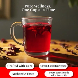 75 Hibiscus Tea Bags, Pure Hibiscus Flower Tea, High Blood Pressure Tea - Picture 1 of 11