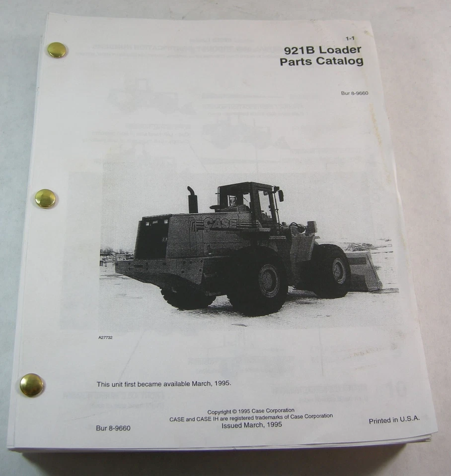 CASE 921B Wheel Loader Tractor Parts Manual Book Catalog Bur 8-9660 OEM - Image 1 of 4