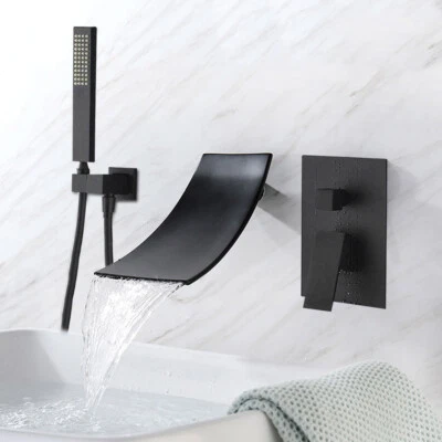 Bathtub fittings black waterfall shower set shower tap mixer tap - Image 1 of 4