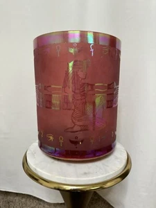 Crystal Tones Ruby Platinum Etched Singing Bowl Ankh Frosted - Picture 1 of 9