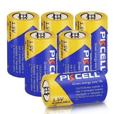 6x Carbon-zinc C Batteries Extra Heavy Duty 1.5V R14P UM-2 E93 R14 for Gas Stove - Image 1 of 4