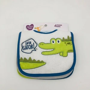 Parent's Choice Baby Boys' Gator Monster 4 Pack Infant Bibs + 1 Free Hippo Bib - Picture 1 of 8