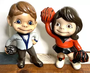 Lot of 2 Vintage 1970's Ceramic By Darlene Bowler Cheerleader Collector Statue - Picture 1 of 9