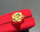 24K Yellow Gold Flower Ring Adjustable