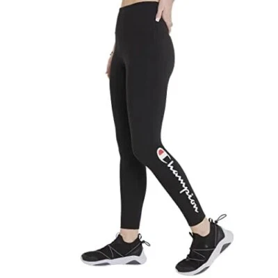 NWT Champion Women's Authentic Black/White Script Logo 7/8 Leggings (M3278G)  M - Image 1 of 4