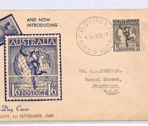 AUSTRALIA 1949 Illustrated FDC KGVI 1s/6d HERMES GLOBE First Day Cover YM131 - Picture 1 of 11