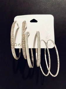 Icing Sensitive Solutions Silver Hoops Earring 3 Pairs -Nickel Free NEW - Picture 1 of 7