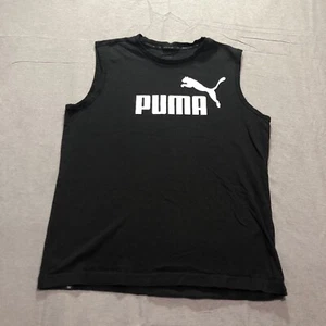 Puma Tank Men's Large Graphic Logo Athleticwear Casual Black Shirt - Picture 1 of 7