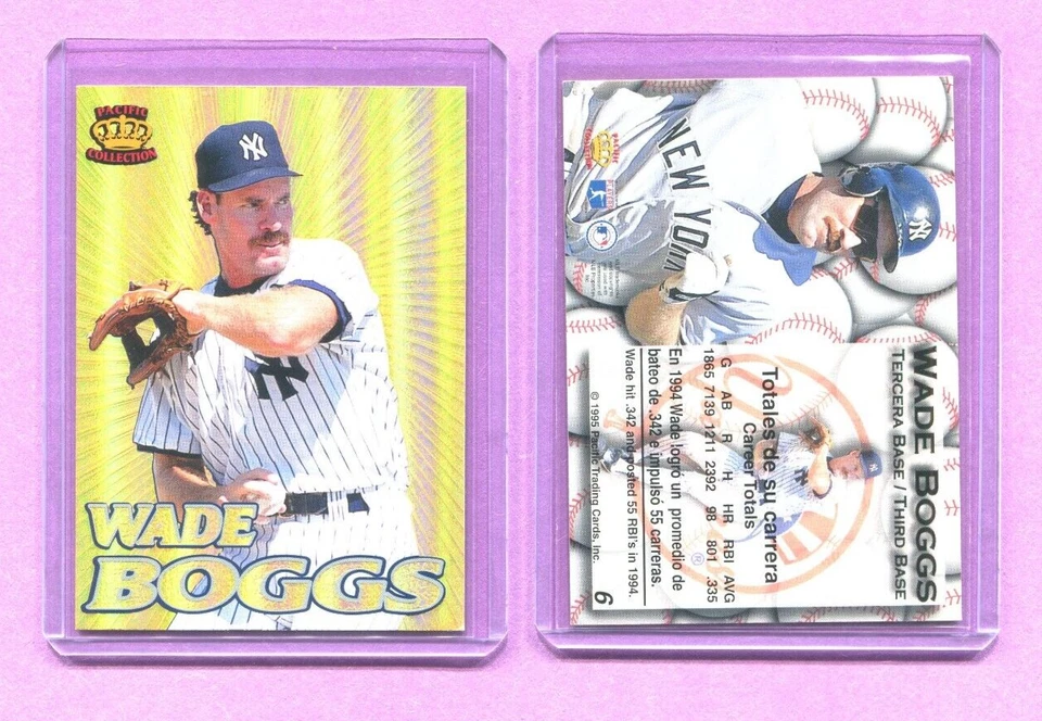 WADE BOGGS NEW YORK YANKEES 1995 PACIFIC PRIZM GOLD BASEBALL CARD #6 - Image 1 of 1