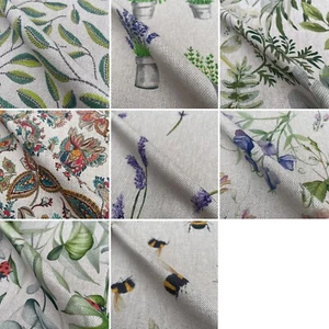 Tela de tapicería cortina de aspecto lino rico en algodón para animales y flores - Imagen 1 de 55