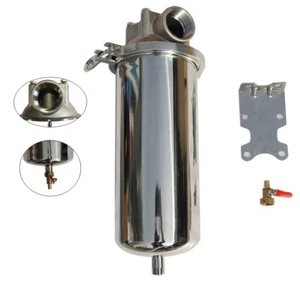 Carcasa de filtro de agua de acero inoxidable para cartucho de 10"" L 1,5"" NPT con válvula de drenaje - Imagen 1 de 10