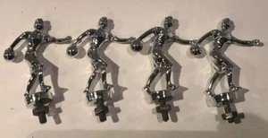 4 Vintage Bowler Bowling Trophäe Metall Topper 2,75" silberfarben schwer weiblich - Bild 1 von 4