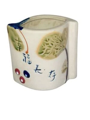 Jarrón elíptico de arcilla de cerámica de estudio de estilo asiático esmaltado decoración interior puesta en escena Foto 1 de 4