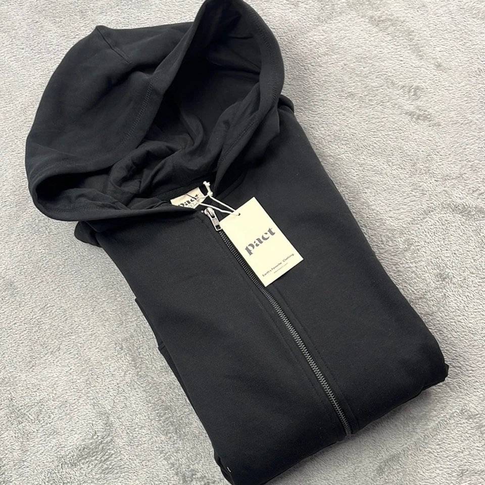 Pact S 100 Organic Unisex Women's Black One For All Full Zip Hoodie