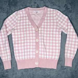 Sioni Strickjacke Damen Gr. XS rosa weiß kariert Pullover super weich kariert 3F - Bild 1 von 7