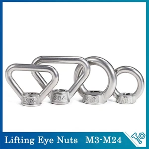 Lifting Eye Nuts A2 Stainless Steel Female Eye Bolts Metric Triangle & Round - Picture 1 of 27