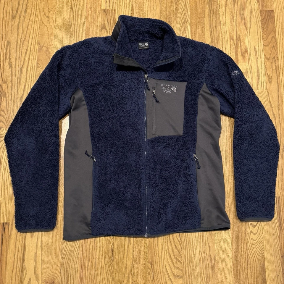 Jaqueta de Lã Mountain Hardwear Sherpa Masculina Tamanho Grande Azul Zíper Completo Pilha Profunda - Imagem 1 de 4