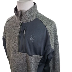 Spyder Mens XXL Gray And Black Half Zip Gait Knit Pullover Sweater - Picture 1 of 7