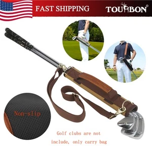 TOURBON Driving Range Golf Bag Canvas Sunday Golf Bag Golf Club Carrier Holder - Picture 1 of 24