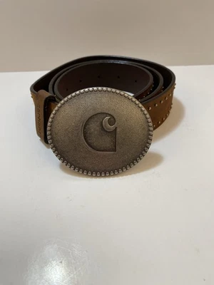 Carhartt Men's Brown Leather  Belt And BuckleSize Medium 30-34 Length 40” - Image 1 of 4