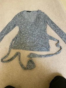 Dorothy Perkins wrapover long sleeve grey marl top size 10 - Picture 1 of 5