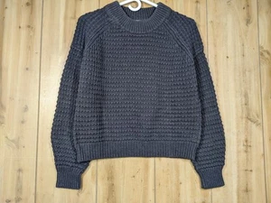 Universal Thread Sweater Women's Sz Med Pullover Knit Dark Grey Relaxed Crop - Picture 1 of 7