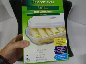 Neu Neu im Karton 3er Pack FoodSaver 1/2 Quart mit Deckel Mahlzeit Behälter luftdicht frische Mahlzeit - Bild 1 von 12