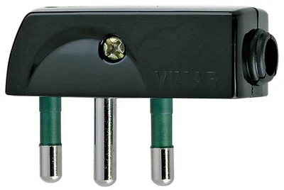 Spina piatta a squadra Vimar 2P+T 16A 250V nero - 00207