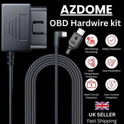 AZDOME OBD Hardwire Kit Type-C for AZDOME Dash Cams , 24H Parking Monitoring
