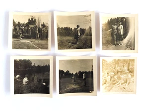 Foto Vintage Lot 6 2,5 x 2,5 Americana Paare Brücke Baseball - Bild 1 von 9