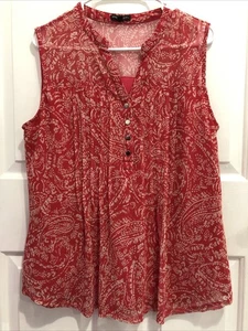 womens Ava & Grace size L sleeveless pleated lined paisley top - Picture 1 of 11