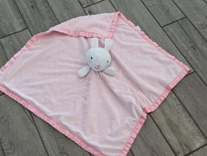 Cloud Island Bunny Rabbit Large Lovey Security Blanket Pink White Polka Dots - Picture 1 of 3