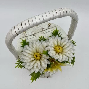 Bolso de mano vintage años 50 60 fabuloso plástico kitsch floral mimbre ratán - Imagen 1 de 15