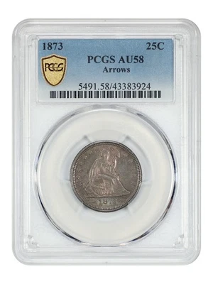 1873 25C PCGS AU58 (Arrows) - Liberty Seated Quarter - Image 1 of 4