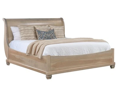 Amish Traditional Sleigh Bed Solid Wood Queen King  American Made - Image 1 of 2
