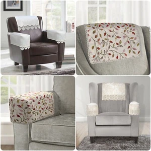 Pack of 4 Jacquard Floral Lace Sofa Slip Covers Arm Chair Chairbacks & Arm Caps - Picture 1 of 10