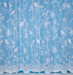 Robyn Bird Design Net Curtain - Net Curtains Sold In Set Widths - Picture 1 of 1