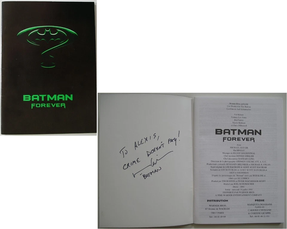 VAL KILMER signature autographe dédicace dossier de presse Batman Forever 1995 - Photo 1/1