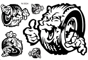 Planche lot stickers autocollants pneu pneu noir tuning wheel auto  - Picture 1 of 2
