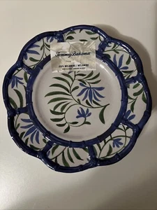 NEW Tommy Bahama Melamine Scalloped Salad Plates Blue Green White Set Of 4 - Picture 1 of 4