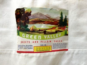 NEW Vintage 1930s 40s Green Valley White COTTON Muslin FLAT SHEET  81 X 108 NOS - Picture 1 of 8