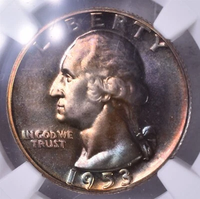 1953 Washington Silver Quarter - NGC PF66 - Nice Toning!!! JS - Image 1 of 3