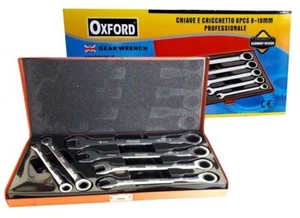 Set chiavi combinate a cricchetto 8 10 13 14 17 19 mm cromo vanadium in valigia - Foto 1 di 2