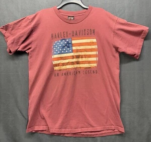 Vintage 90s Harley American Flag Tee Shirt Motorcycle Holoubek Size L Made in US - Picture 1 of 11